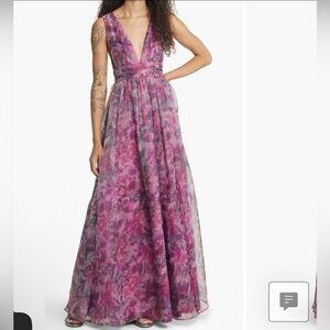 Lulu’s Magenta Floral Organza Gown size XS